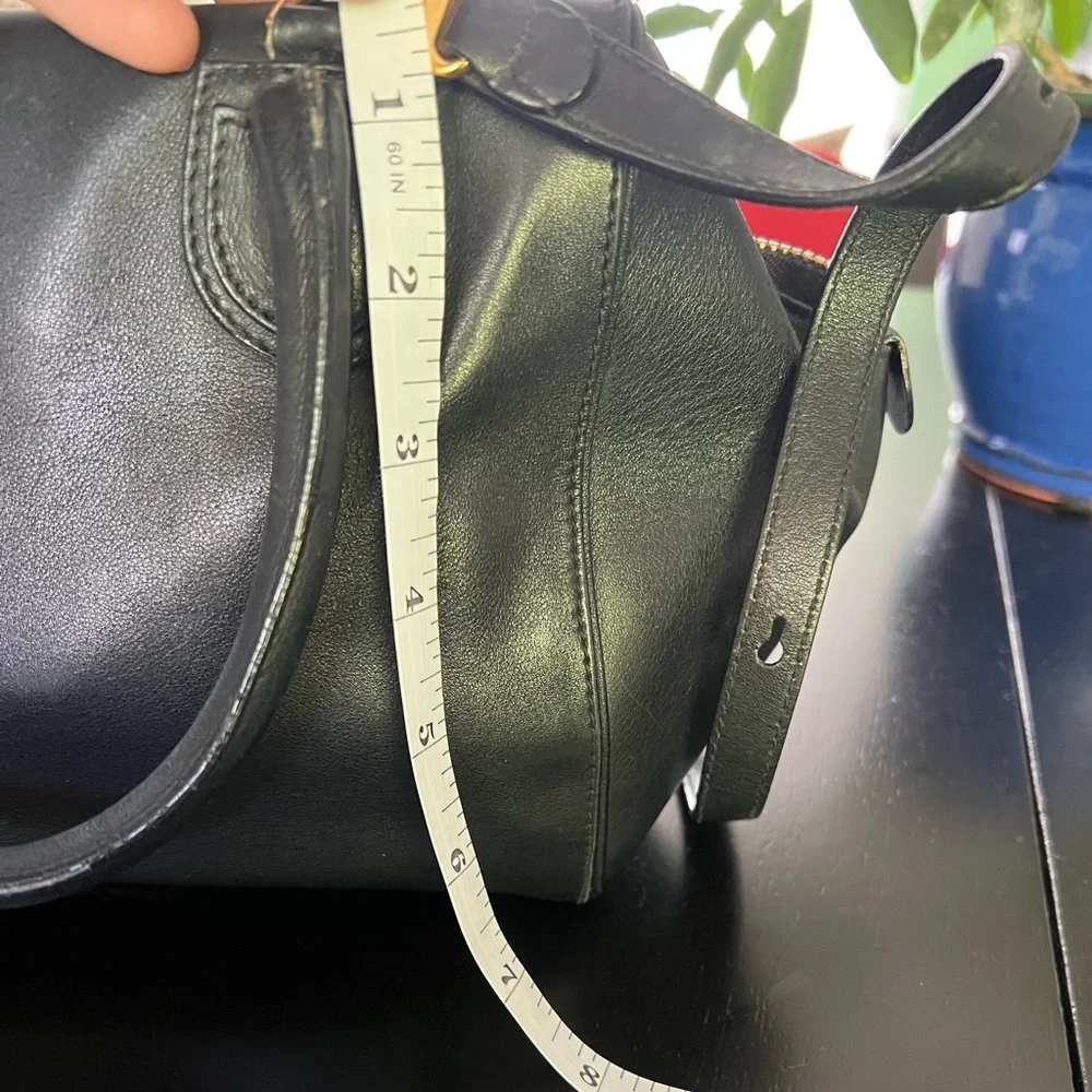 Black Leather Satchel Handbag - Brand: